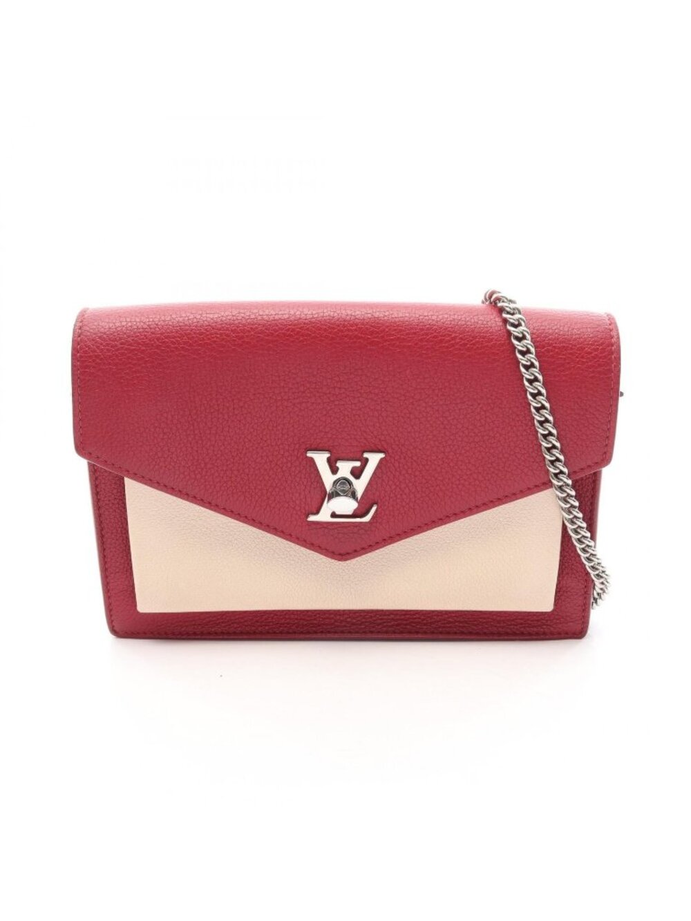 Louis Vuitton Shoulder Bag Pochette Lockme Chain Cream Etain Leather